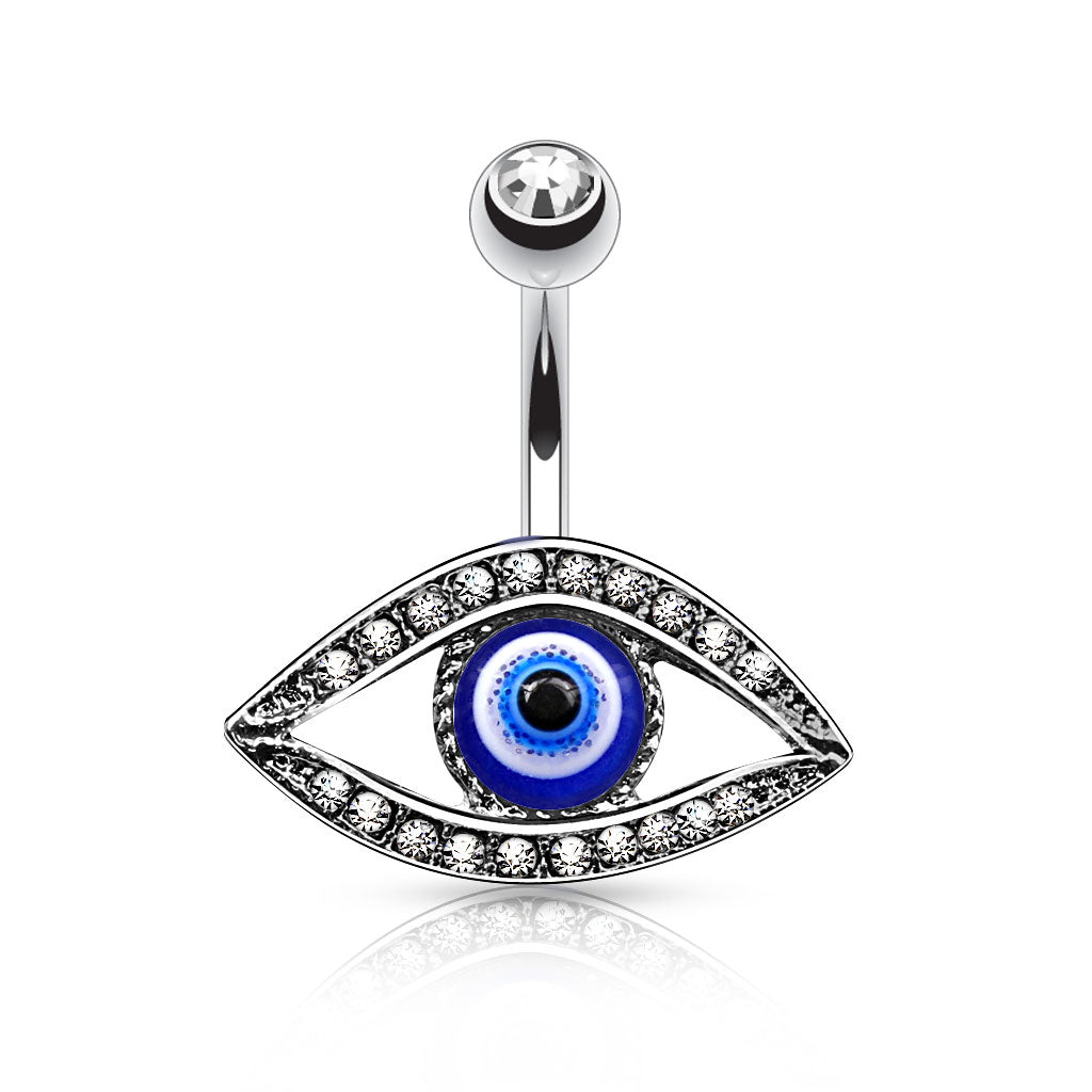 14G Evil Eye Surgical Steel (10MM) Belly Button Ring
